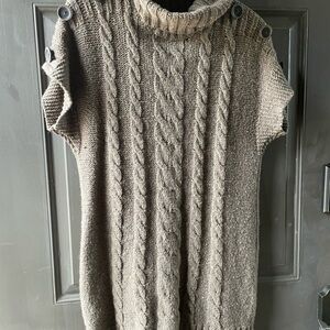 Ruff Hewn Taupe Cable Knit Turtleneck Sweater